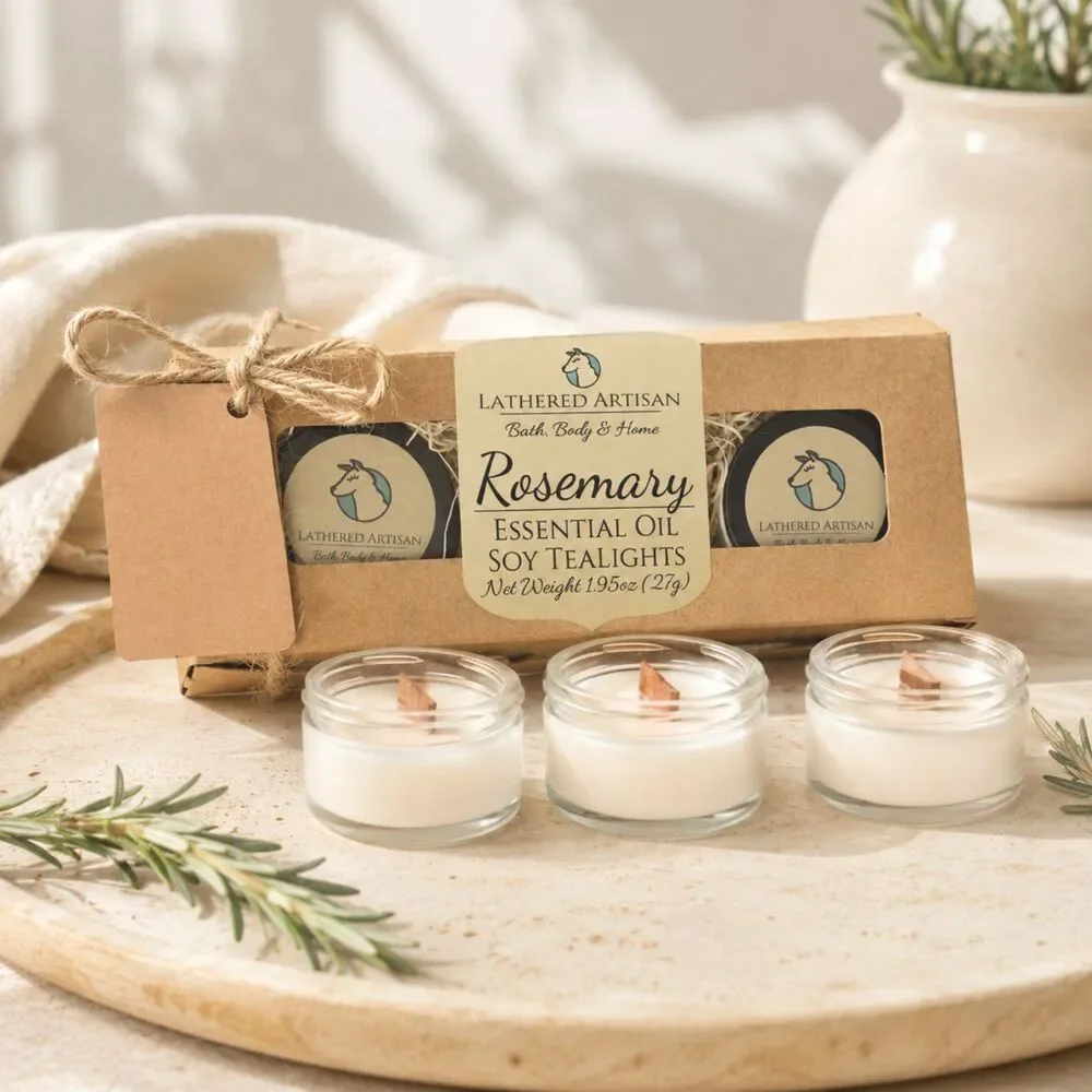 Rosemary | Essential Oil | Glass Jar Tealight Candles